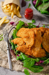 Chicken chnitzel breaded