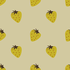 Yellow Strawberry ilustration seamless pattern.Great for textile print,fabric,wrapping paper,scrapbooking,ceramic motifs.