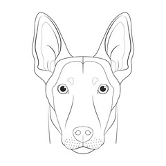 Belgian Sheperd Malinois dog easy coloring cartoon vector illustration. Isolated on white background