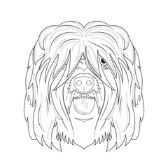 Briard dog or Brie Sherperd dog easy coloring cartoon vector illustration. Isolated on white background