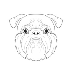 Brussels Griffon dog easy coloring cartoon vector illustration. Isolated on white background