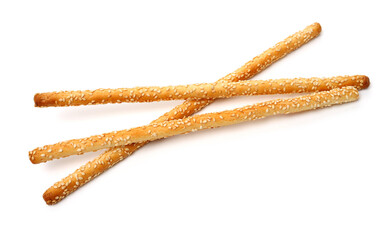 bread sticks on white background 