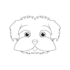 Maltesse dog easy coloring cartoon vector illustration. Isolated on white background