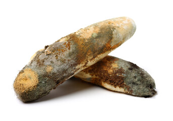Obraz premium Moldy bread on white background