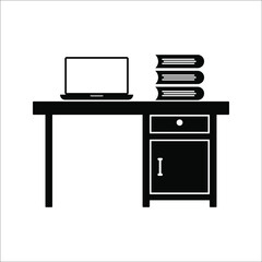 desk icon. Workplace icon on white background. color editable