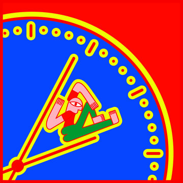 illustration of a watch that crushes a man with the passing time