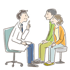 Illustration of a couple listening to a doctor