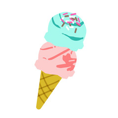 ミント＆イチゴ味の2段アイスのシンプルなベクターイラスト