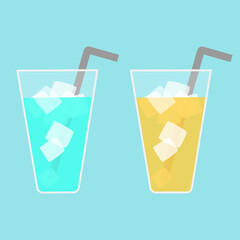 ソーダジュース＆オレンジジュースのベクターイラスト