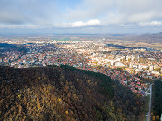 Aerial view of town of Vratsa, Bulgaria