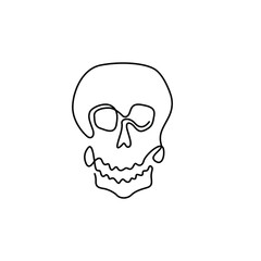 Skull abstract silhouette, continuous line drawing, small tattoo, print for clothes, t-shirt, emblem or logo design, greeting card, hand drawn vector illustration.