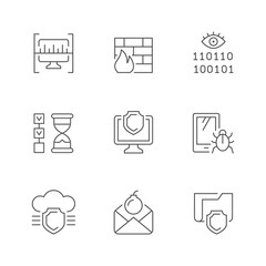 Set line icons of cyber security