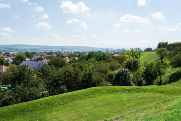 Panoramic view of the Alba Iulia town seen from the fortress of Alba Carolina. Romania.