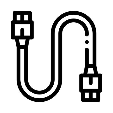 electonic cord computer detail black icon vector. electonic cord computer detail sign. isolated symbol illustration