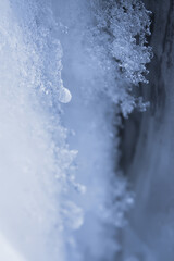 Melting ice surface close up