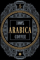 Arabica coffee - ornate decorative label