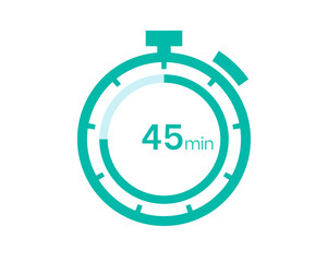 45 minutes timer icon, 45 min digital timer. Clock and watch, timer, countdown