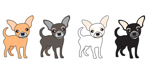 Set of dog cartoon character with a Chihuahua, Vector dog set.