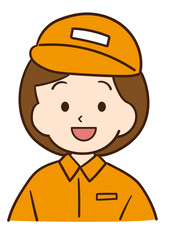 笑顔の作業着の女性アイコン