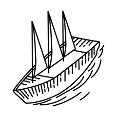 Sail Boat Nice Icon. Doodle Hand Drawn or Outline Icon Style