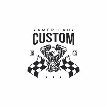 Custom retro vintage engine logo emblem
