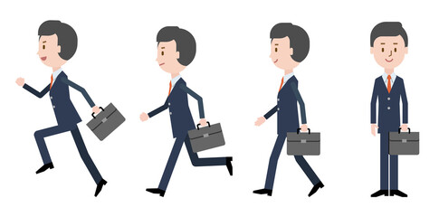 カバンを持つビジネスマン（走る、歩く）