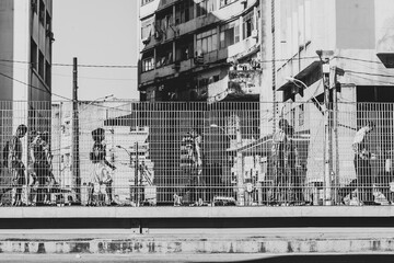 Olinda/Brazile: 08/02/2018: Facades of colorful houses on the streets of Olinda, near Recife, Pernambuco. The historical town of Olinda is full of people around in their daily life.