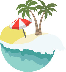 tropical island with palm trees