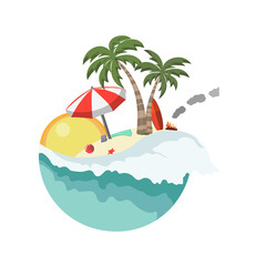 tropical island with palm trees