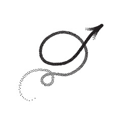 Handdrawn stipple arrow vector in sketch style isolated on white background. Arrows pencil vector illustration.