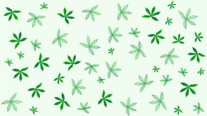 white background with green leaves