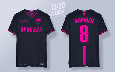 Naklejka premium t-shirt sport design template, Soccer jersey mockup for football club. uniform front and back view.