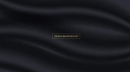Abstract black background. Luxury wavy background vector design. Dark silk pattern. Vector illustration.