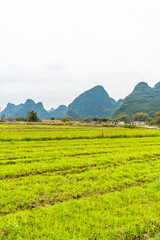 Mountains and farmland in Guilin, Guangxi Province, China