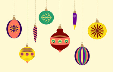 Various traditional Christmas baubles set, christmas decoration