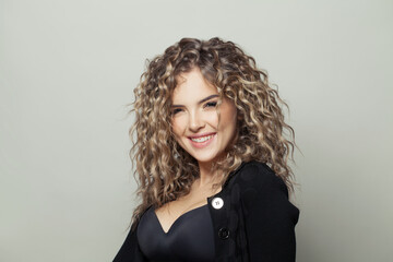 Beautiful woman laughing on white background