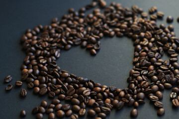 heart symbol of coffee beans