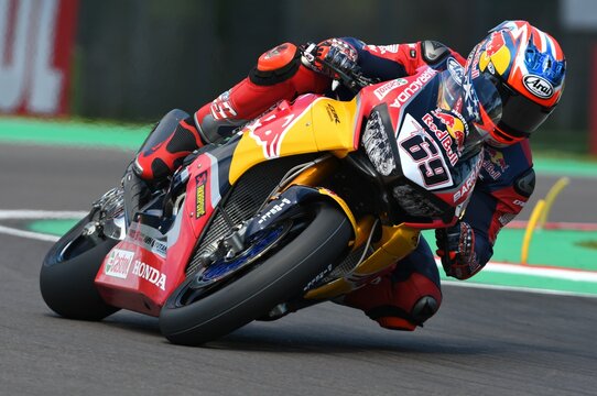 San Marino Italy - May 12: Nicky Hayden USA Honda CBR1000RR Honda World Superbike Team in action during the Superbike Qualifying session at the FIM Superbike 2017 at Imola Circuit Italy.