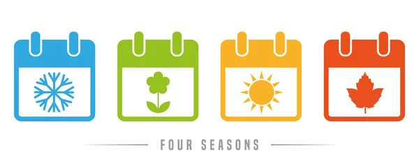 Fotobehang four seasons winter spring summer autumn calendar icon set vector illustration EPS10 © krissikunterbunt