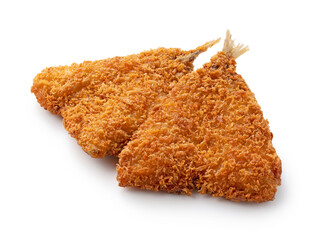 Fried horse mackerel placed on a white background