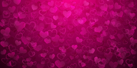 Background of translucent small hearts in crimson colors. Valentine's day illustration