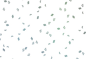 Light Blue, Green vector pattern with music elements.