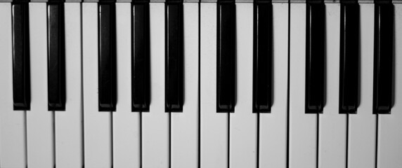 Teclas de un piano en blanco y negro.