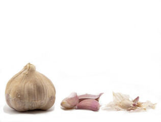 Garlic detail in white backgroung, garlic concept