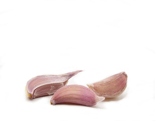 Garlic detail in white backgroung, garlic concept