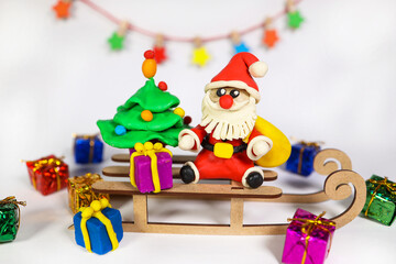 Santa Claus from plasticine. dough for modeling. Making toys with your own hands. Children's art project. DIY concept. Step-by-step photo instructions. Step 5