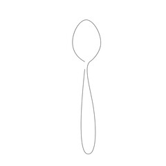 Spoon silhouette line drawing, vector illustration