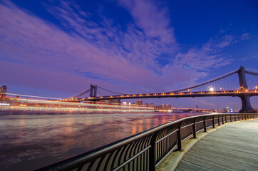 Fototapeta na wymiar Manhattan Bridge at night - New York Cty, United States of America