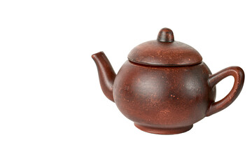 Chinese clay teapot isolated over the white background