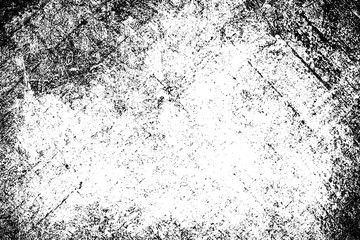 Grunge black and white. Monochrome texture of dirt, chips, and dust. Pattern of black scratches, scuffs on a white background. Abstract ink spot randomly arranged